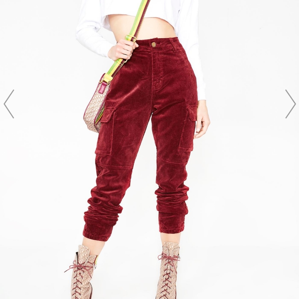 Dolls Kill Plus 2X Dark Red Corduroy Joggers